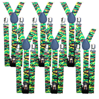 6x Mens Suspenders Braces Adjustable Strong Clip On Elastic Formal Wedding BULK - Army Camouflage 2