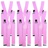 6x Mens Suspenders Braces Adjustable Strong Clip On Elastic Formal Wedding BULK - Lilac