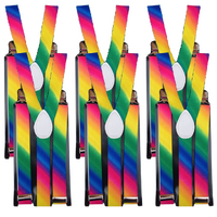 6x Mens Suspenders Braces Adjustable Strong Clip On Elastic Formal Wedding BULK - Rainbow