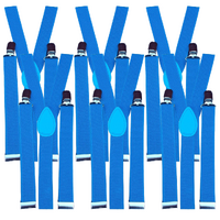 6x Mens Suspenders Braces Adjustable Strong Clip On Elastic Formal Wedding BULK - Sky Blue