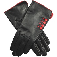 Dents Women's Leather Gloves With Button Detail Piped Cuff And Silk Feel Lining - 7