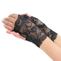 Dents Womens Lace Fingerless Mittens Gloves Ladies - Black