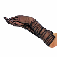 Dents Womens Sheer Ruched Tulle Elbow Length Evening Gloves - Black - One Size