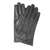 Dents Women's Leather Gloves with Stud Button and 3-Point Stitch Detail in Black