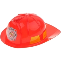 KIDS FIREMAN HAT Firemans Helmet Costume Dress Up Party Red Plastic Halloween Cap