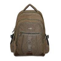 FIB Washed Canvas Backpack Bag in Khaki