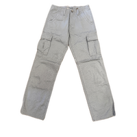 Mens 100% Cotton Cargo Pants Relaxed Easy Fit Straight Leg in Light Grey