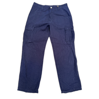 Mens 100% Cotton Cargo Pants Relaxed Easy Fit Straight Leg in Navy