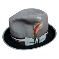 Mens 100% Lana Wool Trilby Fedora Hat in Grey/Black - One Size