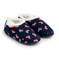 ARCHLINE Orthotic Slippers CLOSED Arch Scuffs Moccasins Pain Relief in Navy Hearts