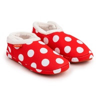 ARCHLINE Orthotic Slippers CLOSED Back Scuffs Moccasins Pain Relief - Red Polka Dots