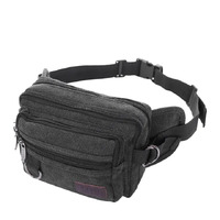LARGE CANVAS BUM BAG Wallet Waist Pouch Travel Pocket Belt Storage in Black