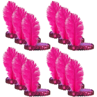 12x 1920s FLAPPER HEADBAND Headpiece Feather Sequin Charleston Gatsby Party BULK - Hot Pink