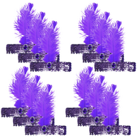 12x 1920s FLAPPER HEADBAND Headpiece Feather Sequin Charleston Gatsby Party BULK - Purple