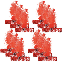 12x 1920s FLAPPER HEADBAND Headpiece Feather Sequin Charleston Gatsby Party BULK - Red