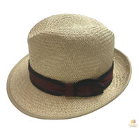 Natural Palm STRAW PANAMA HAT Fedora Sun Italian Shape Petersham Band 2254