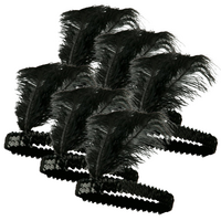 6x 1920s FLAPPER HEADBAND Headpiece Feather Sequin Charleston Costume Party BULK - Black