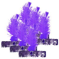 6x 1920s FLAPPER HEADBAND Headpiece Feather Sequin Charleston Costume Party BULK - Purple