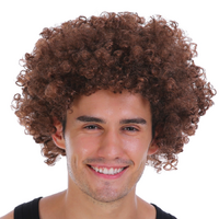 Mens DELUXE AFRO WIG Curly Hair Costume Party Fancy Disco 70s 80s Dress Up - Brown