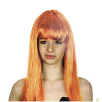 LONG WIG Straight Party Hair Costume Fringe Cosplay Fancy Dress 70cm Womens - Orange (22462)