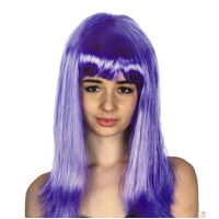 LONG WIG Straight Party Hair Costume Fringe Cosplay Fancy Dress 70cm Womens - Purple (22456)