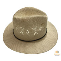 Natural STRAW PANAMA HAT FEDORA Summer Trilby Sun Brim BR107