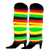 RAINBOW LEG WARMERS High Knitted Womens Neon Party Knit Ankle Socks 80s Dance - Indigenous Colours