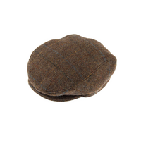 DENTS Abraham Moon Tweed Flat Cap Wool Ivy Hat Driving Cabbie Quilted - Chestnut