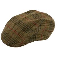 DENTS Abraham Moon Tweed Flat Cap Wool Ivy Hat Driving Cabbie Quilted - Sage - Medium