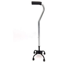 Adjustable Height Quad Cane Walking Stick Cane Folding Handle Metal - 4 Way