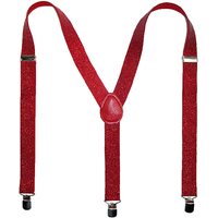 GLITTER SPARKLE SUSPENDERS Braces Clipon Elastic Y-Back Slim Adjustable  - Red (Glitter)