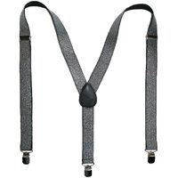 GLITTER SPARKLE SUSPENDERS Braces Clipon Elastic Y-Back Slim Adjustable  - Silver (Glitter)