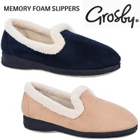 GROSBY Blossom Memory Foam Slippers Padded Fleece Lining Slip On Shoes