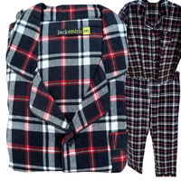 Mens Plus Size Flannelette Pyjamas 100% Cotton PJs Set Top Pants in Red Check