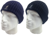 2pc Set Fashion Cuff Pull-On Beanie Warm Winter Hat Knitted Mens Cap Black Blue