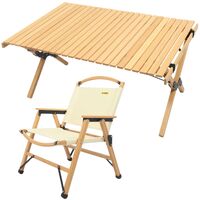 Chair & Table Set Bamboo Camping Folding Portable Outdoor Picnic Travel BBQ