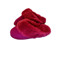100% Sheepskin Moccasin Slippers Winter Genuine Scuffs Slip On UGG in Red