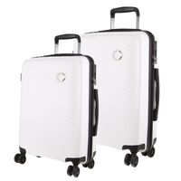 2x Pierre Cardin Inspired Milleni Checked Luggage Bag  Medium & Large - White