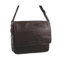 Pierre Cardin Mens Rustic Leather Computer Bag/Satchel - Brown