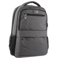 Pierre Cardin 21L Laptop Tablet Backpack with RFID Bag USB School Travel Pack - Charcoal/Black