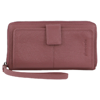 Pierre Cardin Womens Leather Zip Around Wallet RFID Blocking w/ Wristlet in Rose