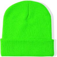 PLAIN BEANIE Unisex Mens Womens Winter Warm Hat Ski Cap Knit One Size - Fluro Green