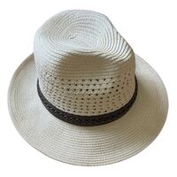 Scala Toyo Straw Hat Panama Fedora Handmade - Beige