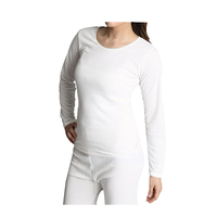 Womens Thermal Cotton Long Sleeve Spencer Tops Long Sleeve Underwear in Beige