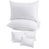 8x Premium 100% Cotton Pillow with Cover Filled Durable Soft Standard - 48x74cm