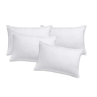 4x Premium 100% Cotton Pillow with Cover Filled Durable Soft Standard - 48x74cm