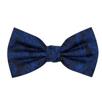 Premium Tapestry Bow Tie Floral Paisley - Royal Blue