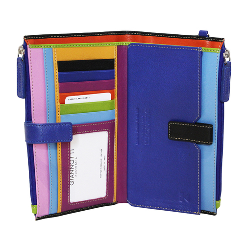 Giannotti Womens  Rainbow Wrist Wallet Ladies Wristlet Cardholder Purse - Blue