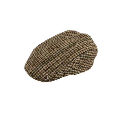 DENTS Abraham Moon Tweed Flat Cap Wool Ivy Hat Driving Cabbie Quilted - Brown