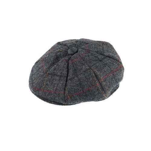 DENTS Mens Abraham Moon Check Tweed Newsboy Cap Hat - Charcoal